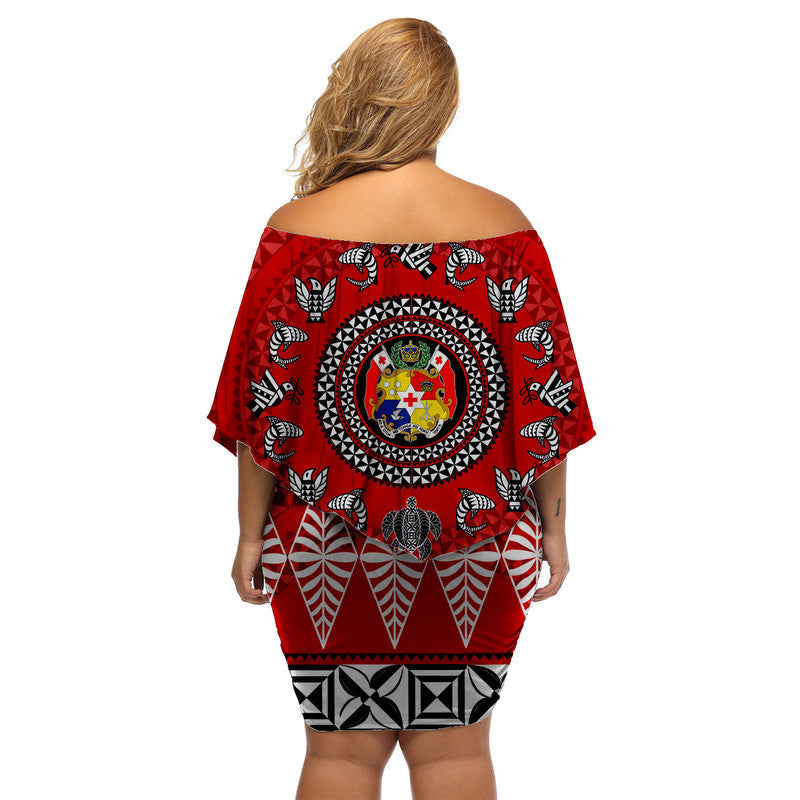 Mate Ma'a Tonga Ngatu Fonu Rugby Off Shoulder Short Dress LT6 - Wonder Print Shop