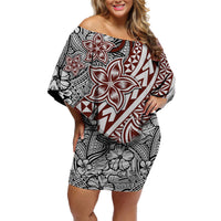 Traditional Polynesian Tribal Tattoo Retro Women Off Shoulder Short Dress - Wonder Print Shop