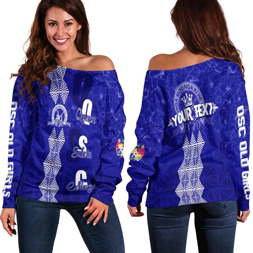 (Custom Personalize) Tonga Kolisi Kuini Salote Hibiscus Off Shoulder Sweater QSC Old Girls - Wonder Print Shop