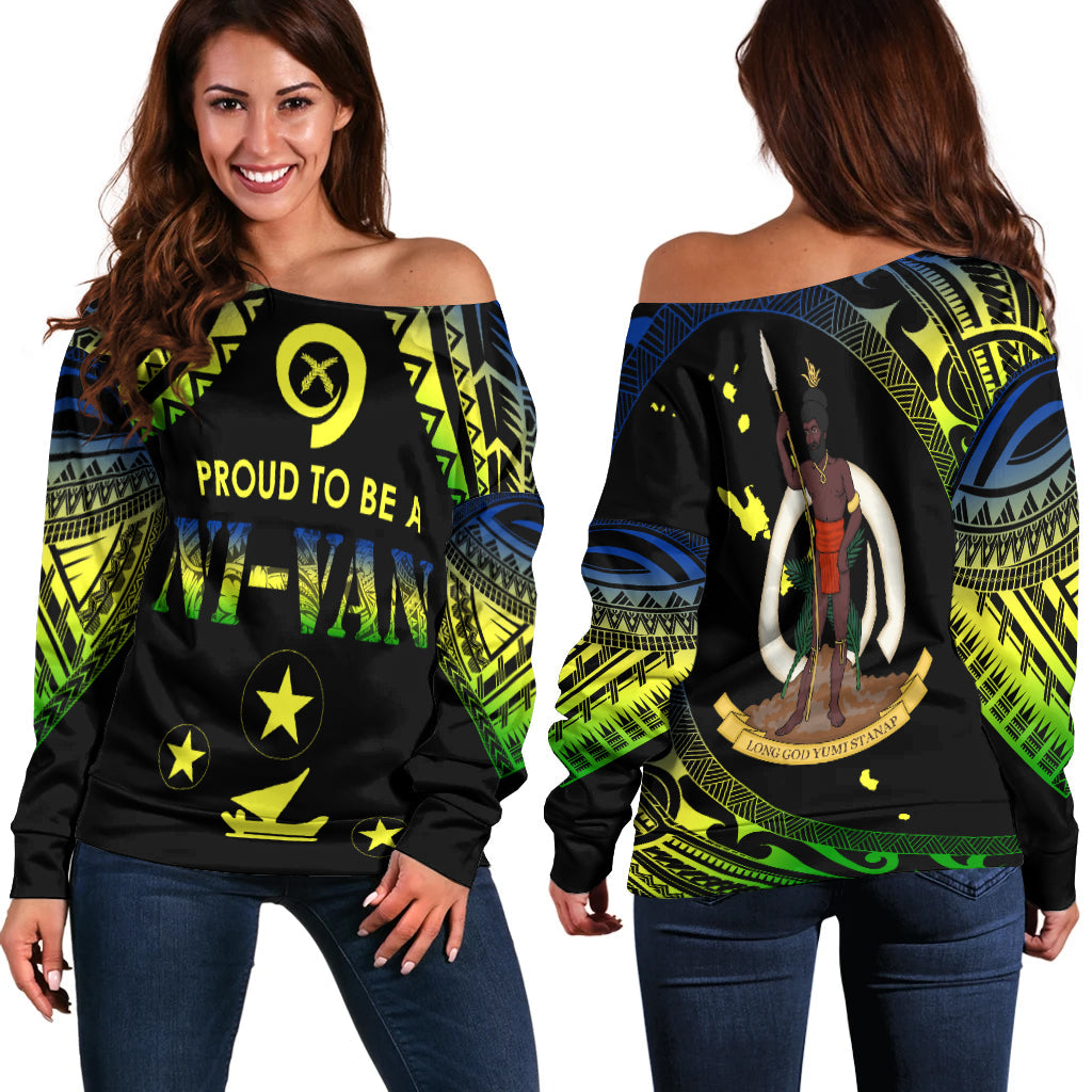 Vanuatu Proud To Be A Ni-Van - Polynesian Pattern Off Shoulder Sweater - Malampa Province - Wonder Print Shop