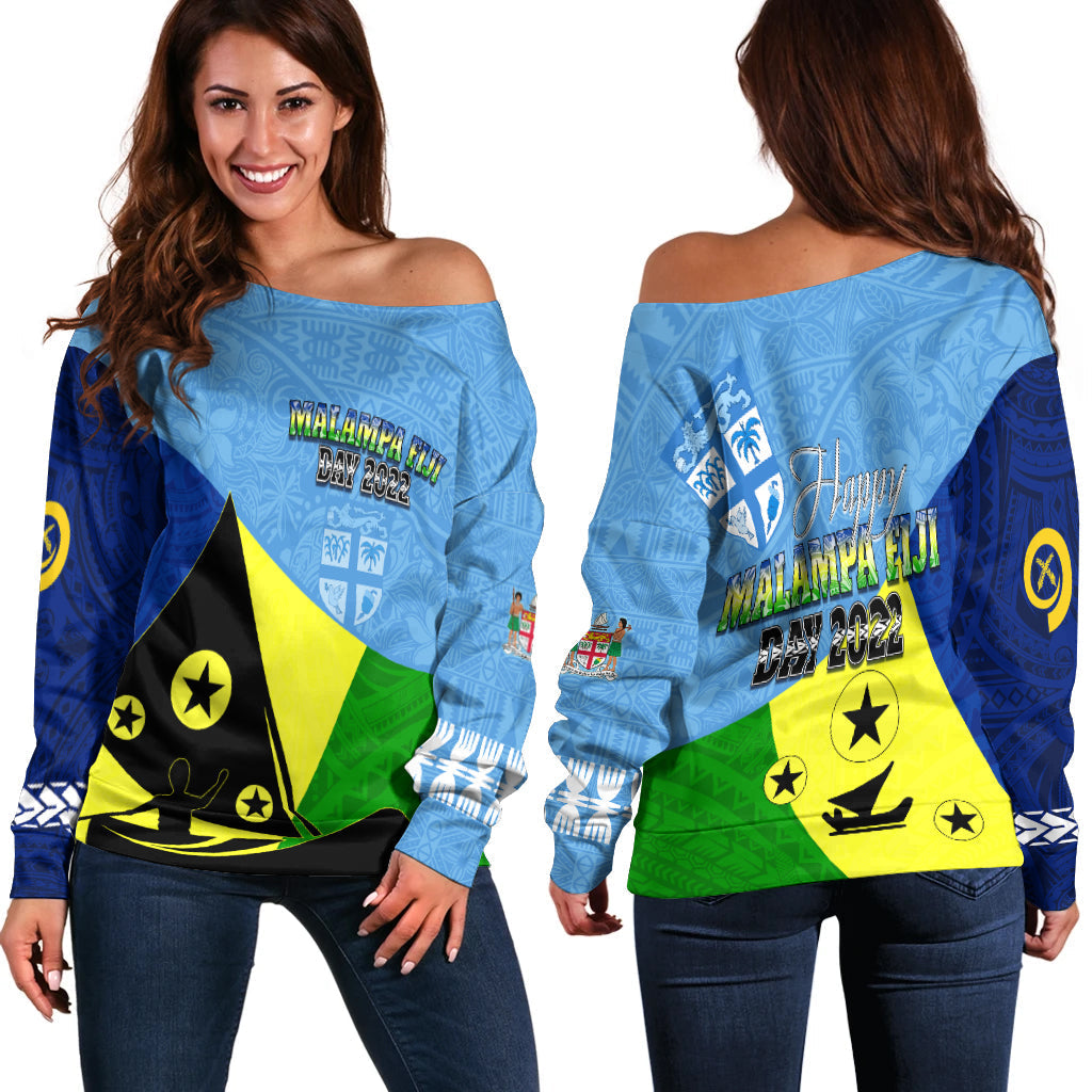 Malampa Fiji Day Off Shoulder Sweater Mix Tapa Style - Wonder Print Shop