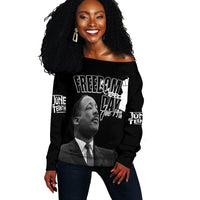 Juneteenth MLK Personalised Off Shoulder Sweater Freedom Day - Wonder Print Shop