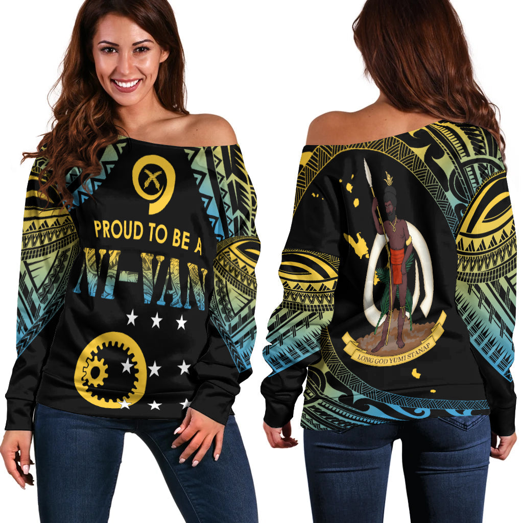 Vanuatu Proud To Be A Ni-Van - Polynesian Pattern Off Shoulder Sweater - Sanma Province - Wonder Print Shop