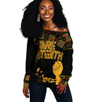 Juneteenth Tribal Pattern Off Shoulder Sweater Freedom Day - Wonder Print Shop