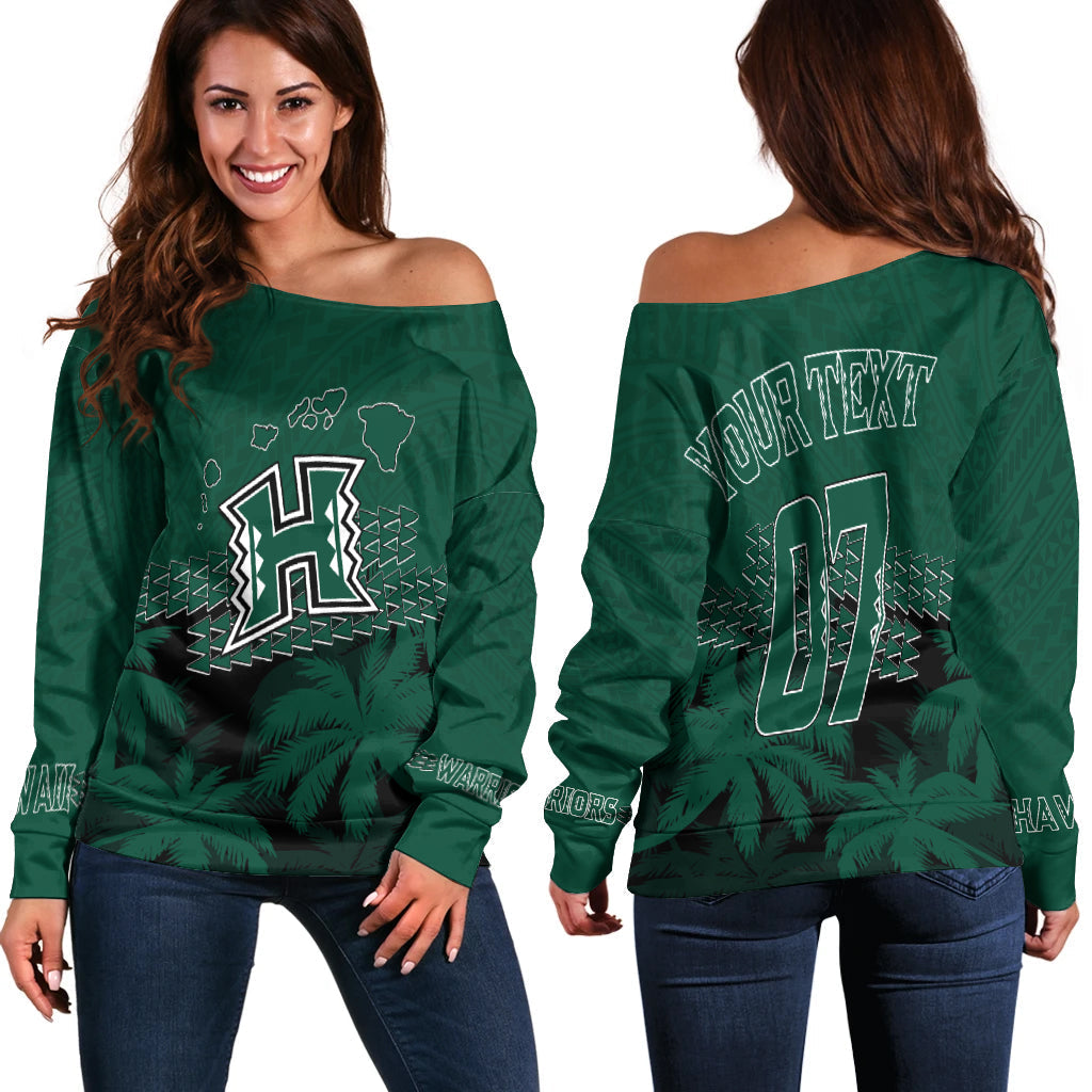 Personalised Hawaii Rainbow Warriors Off Shoulder Sweater Laau Pama - Wonder Print Shop