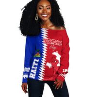 Haiti Independence Day Off Shoulder Sweater Negre Marron - Simple Style - Wonder Print Shop