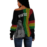 Ethiopia Patriot Day Personalised Off Shoulder Sweater Roaring Lion - Wonder Print Shop