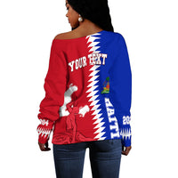 Haiti Independence Day Off Shoulder Sweater Negre Marron - Simple Style - Wonder Print Shop