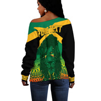 Jamaica Personalised Off Shoulder Sweater Rastafari Lion Mix Kente - Wonder Print Shop