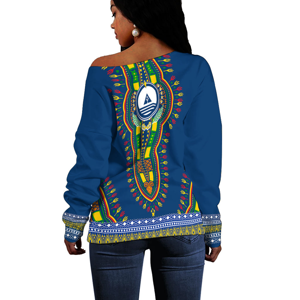 Kabu Verdi Dashiki Design Off Shoulder Sweater - Proud Cape Verdean - Wonder Print Shop