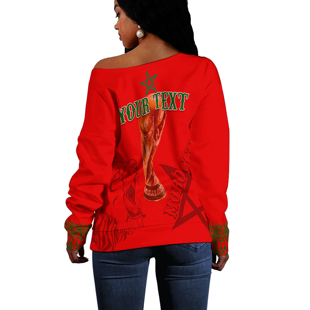 Personalised Morocco Soccer World Cup 2022 Off Shoulder Sweater Kaftan Style - Wonder Print Shop