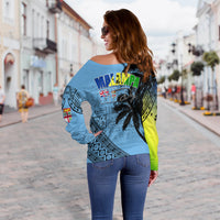 Malampa Fiji Day Off Shoulder Sweater Flags Mix Style - Wonder Print Shop