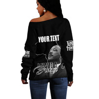 Juneteenth MLK Personalised Off Shoulder Sweater Freedom Day - Wonder Print Shop