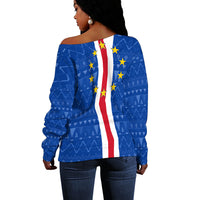 Cape Verde Ankara Pattern Off Shoulder Sweater Kabu Verdi Flag Simple Style - Wonder Print Shop