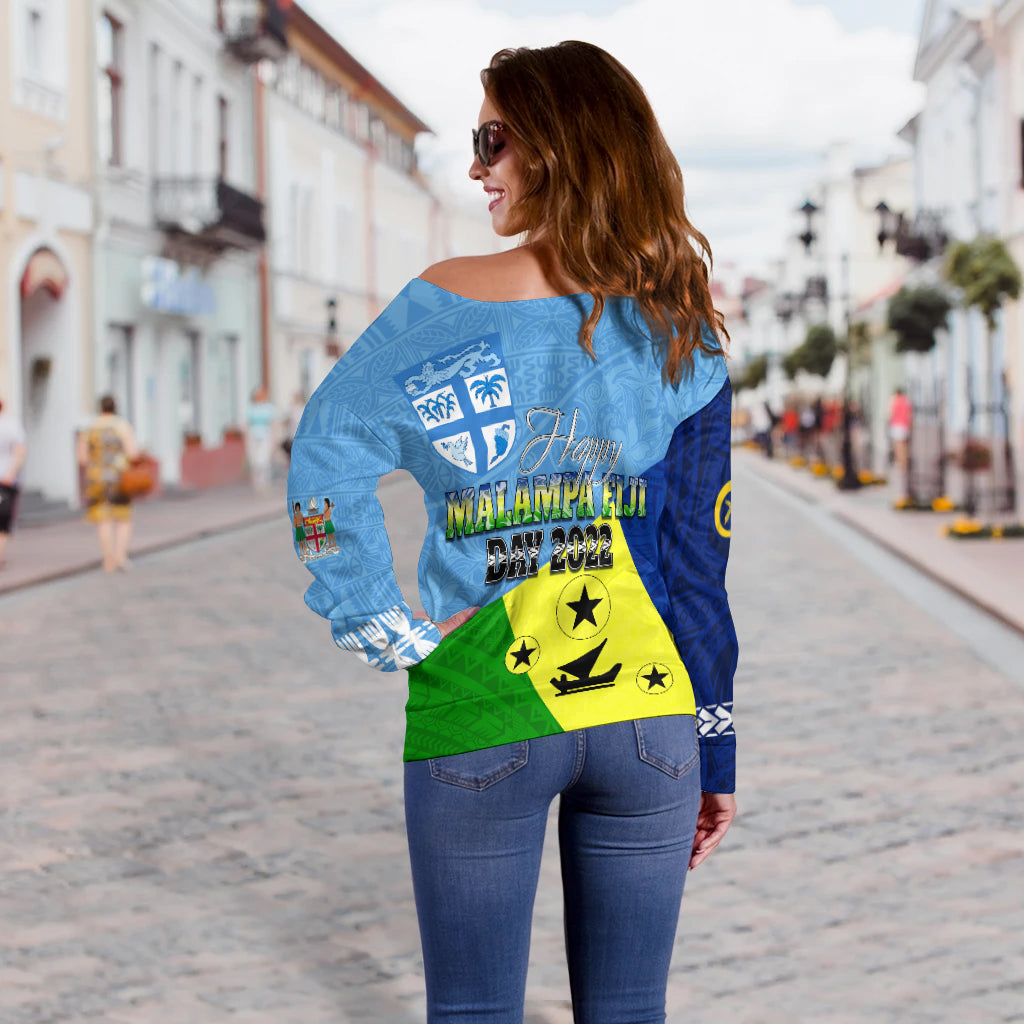 Malampa Fiji Day Off Shoulder Sweater Mix Tapa Style - Wonder Print Shop