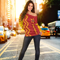 Personalised Spain World Cup 2022 Off Shoulder Sweater The Red Fury - Wonder Print Shop