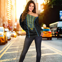 Ukraine Folk Patterns Off Shoulder Sweater Unity Day - Wonder Print Shop