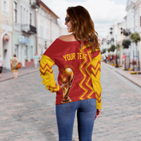Personalised Spain World Cup 2022 Off Shoulder Sweater The Red Fury - Wonder Print Shop