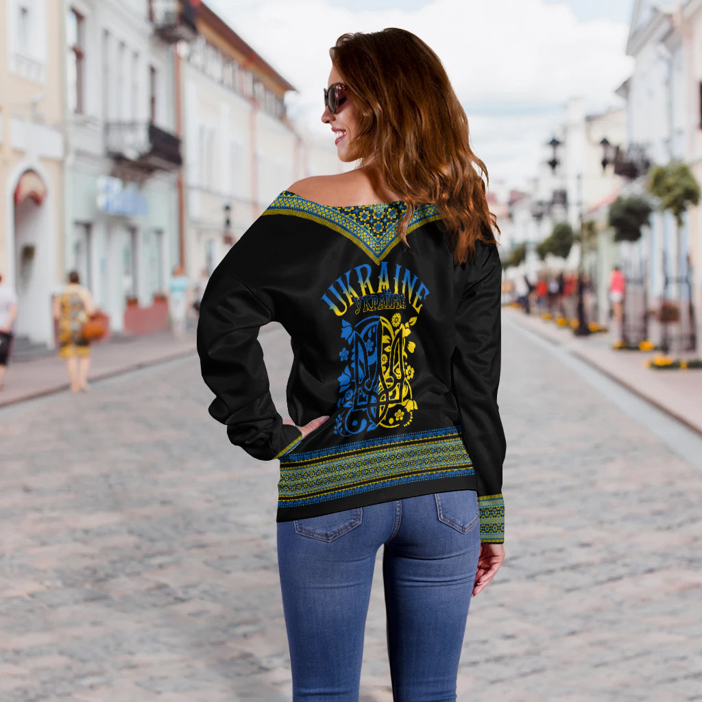 Ukraine Folk Patterns Off Shoulder Sweater Unity Day - Wonder Print Shop