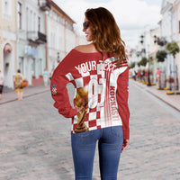 Personalised Croatia World Cup 2022 Off Shoulder Sweater Kockasti - Wonder Print Shop