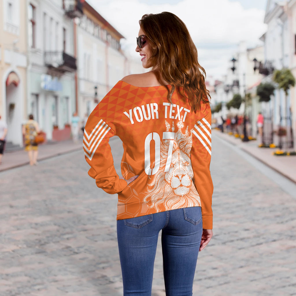 Personalised Netherlands World Cup 2022 Off Shoulder Sweater Oranje Lions - Wonder Print Shop