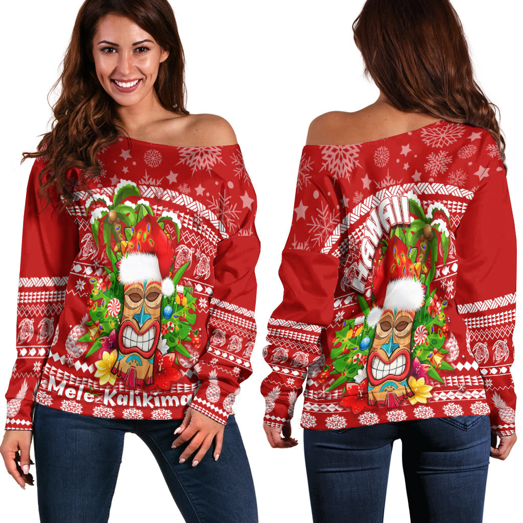 Hawaii Christmas Off Shoulder Sweater Mele Kalikimaka - Tiki - Wonder Print Shop