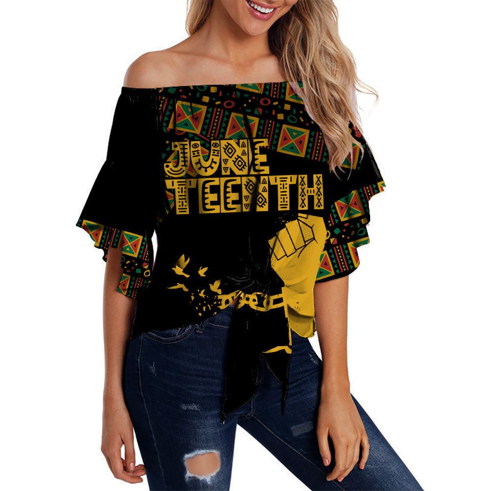 juneteenth-tribal-pattern-off-shoulder-waist-wrap-top-freedom-day