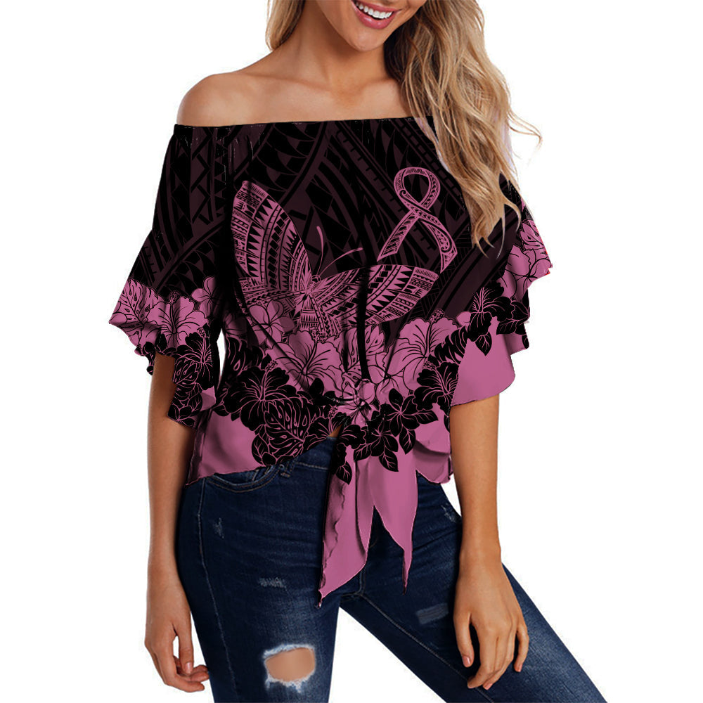 polynesian-breast-cancer-awareness-off-shoulder-waist-wrap-top-floral-butterfly