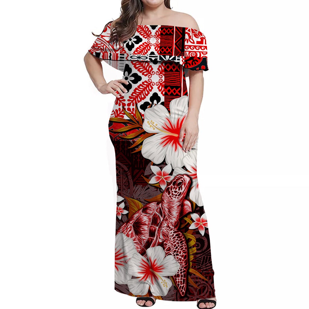 hawaii-turtle-off-shoulder-long-dress-red-style