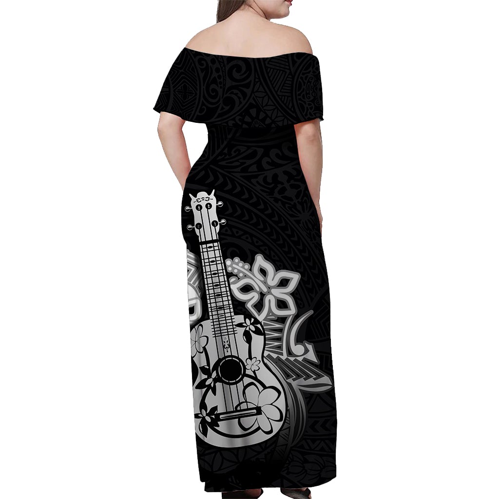 hawaii-ukulele-off-shoulder-long-dress-polynesian-black-style