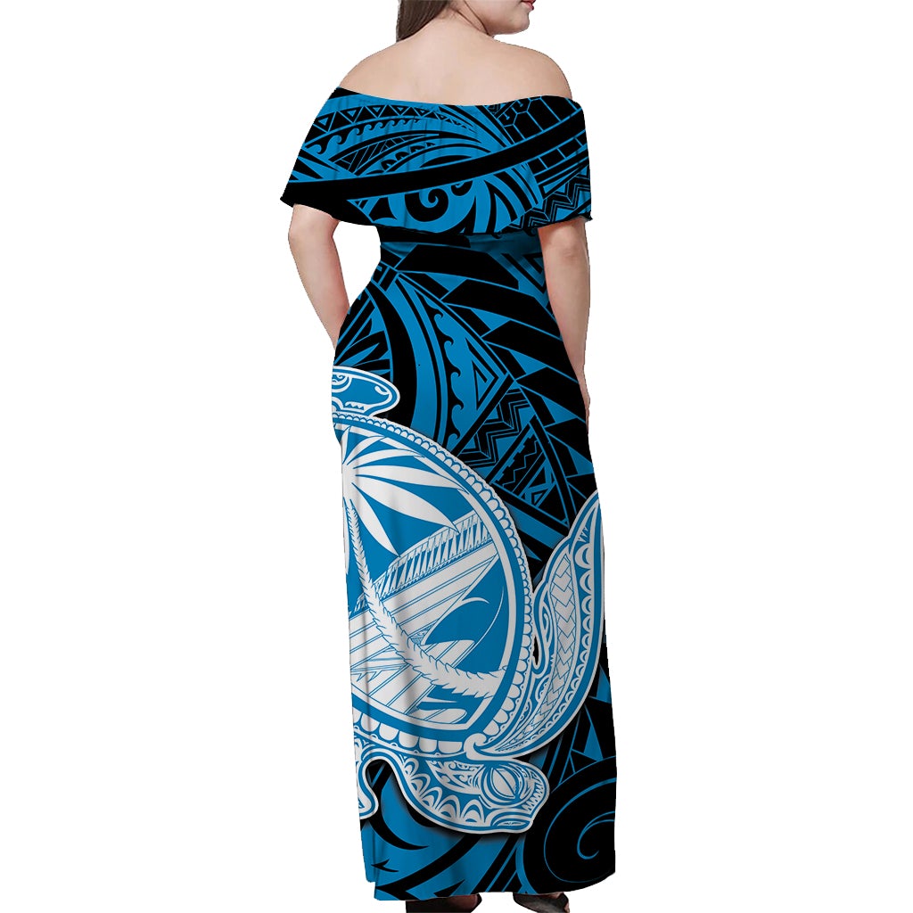 guam-off-shoulder-long-dress-turtle-mix-polynesian-light-blue-style