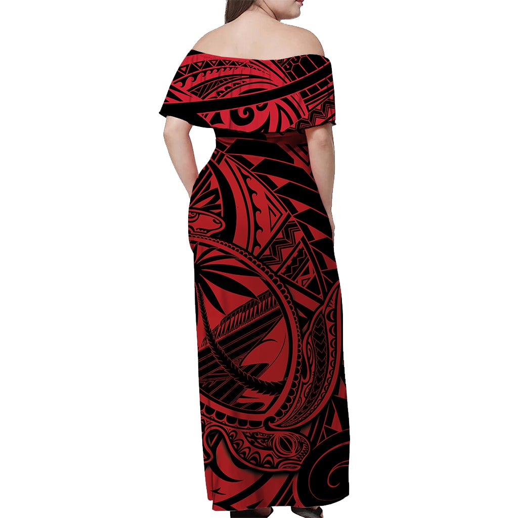 guam-off-shoulder-long-dress-turtle-mix-polynesian-red-style