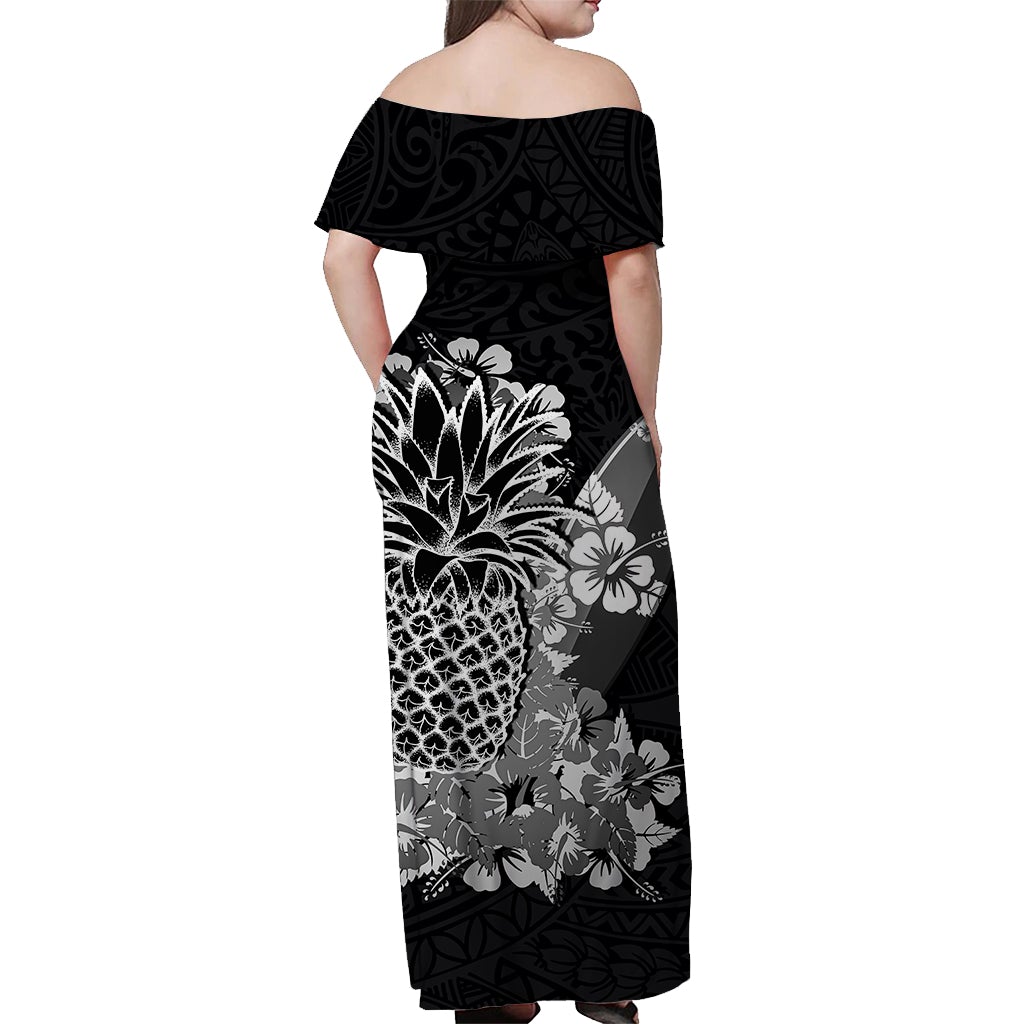 hawaii-pineapple-off-shoulder-long-dress-polynesian-black-style