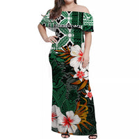 hawaii-pineapple-off-shoulder-long-dress-green-style