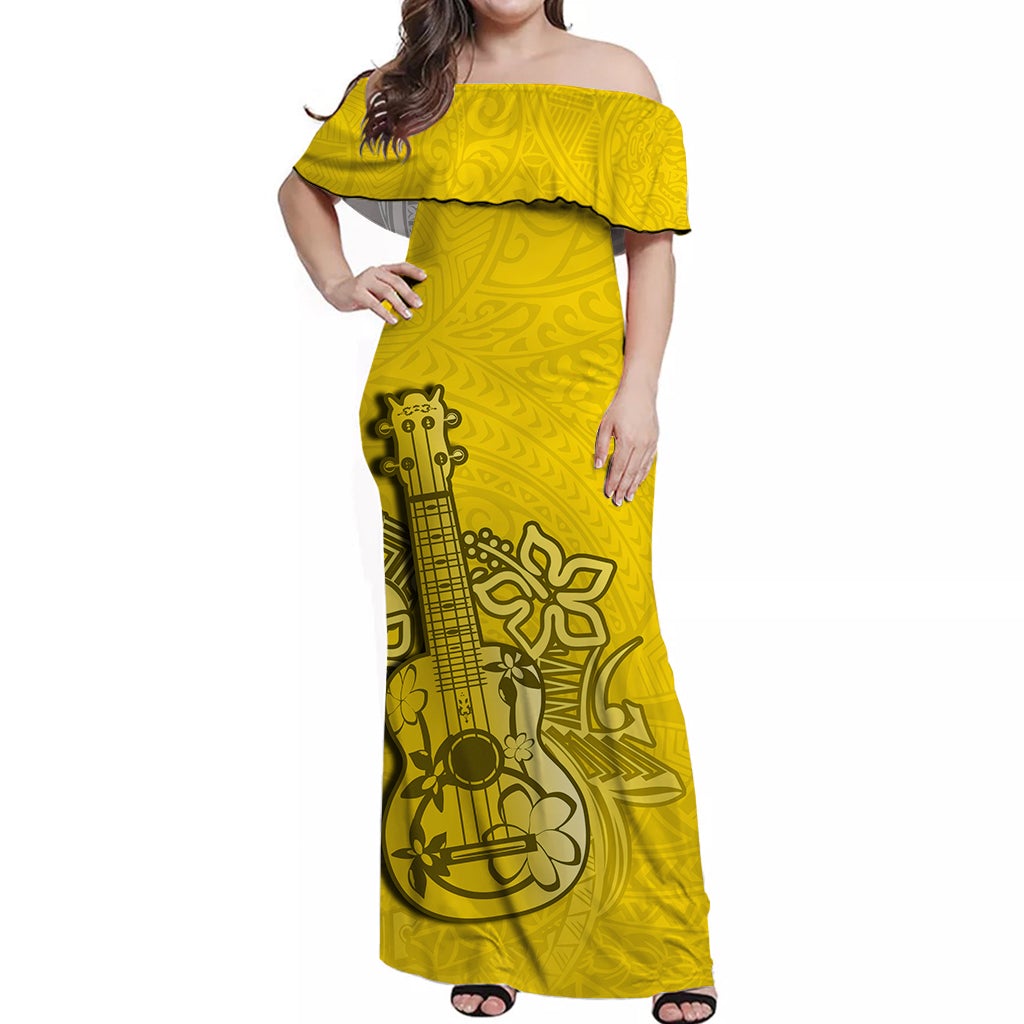 hawaii-ukulele-off-shoulder-long-dress-polynesian-yellow-style