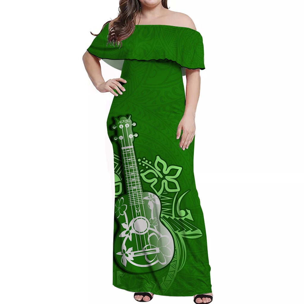 hawaii-ukulele-off-shoulder-long-dress-polynesian-green-style