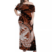 guam-off-shoulder-long-dress-turtle-mix-polynesian-brown-style