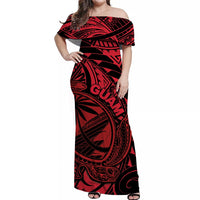 guam-off-shoulder-long-dress-turtle-mix-polynesian-red-style
