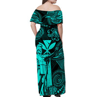 hawaii-king-kamehameha-map-polynesian-off-shoulder-long-dress-kanaka-maoli-unique-style-turquoise