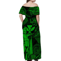 hawaii-king-kamehameha-map-polynesian-off-shoulder-long-dress-kanaka-maoli-unique-style-green