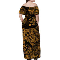 hawaii-turtle-polynesian-off-shoulder-long-dress-plumeria-flower-unique-style-gold