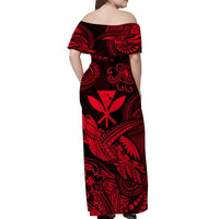 hawaii-turtle-map-polynesian-off-shoulder-long-dress-kanaka-maoli-unique-style-red