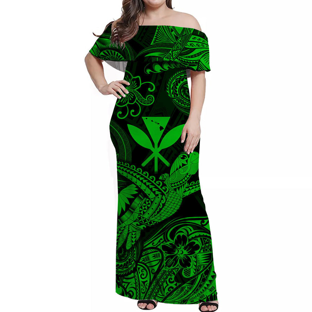 Hawaii Turtle Map Polynesian Matching Hawaiian Outfits For Couples Kanaka Maoli Unique Style - Green LT8 - Wonder Print Shop