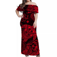 hawaii-turtle-polynesian-off-shoulder-long-dress-plumeria-flower-unique-style-red