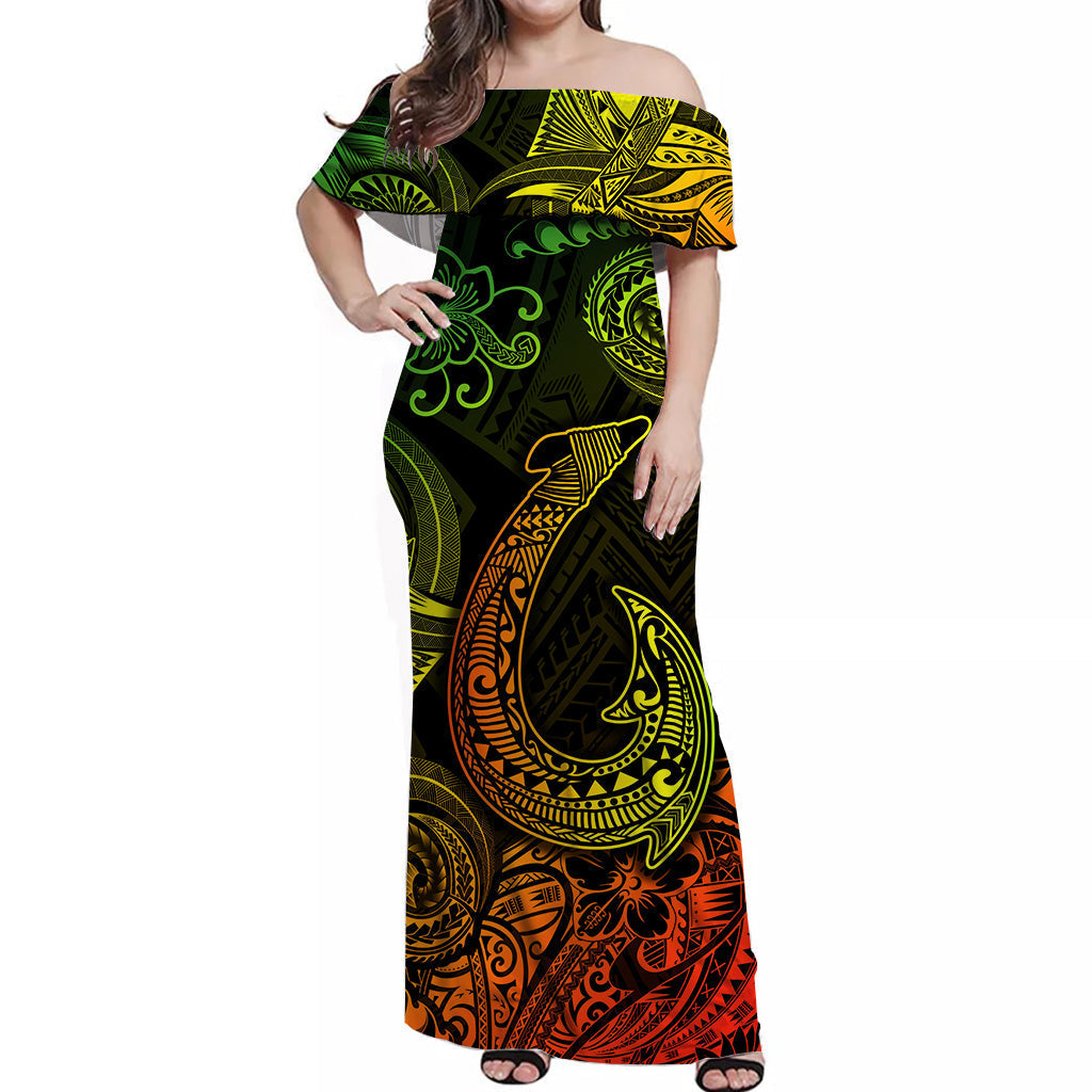 hawaii-fish-hook-polynesian-off-shoulder-long-dress-unique-style-reggae