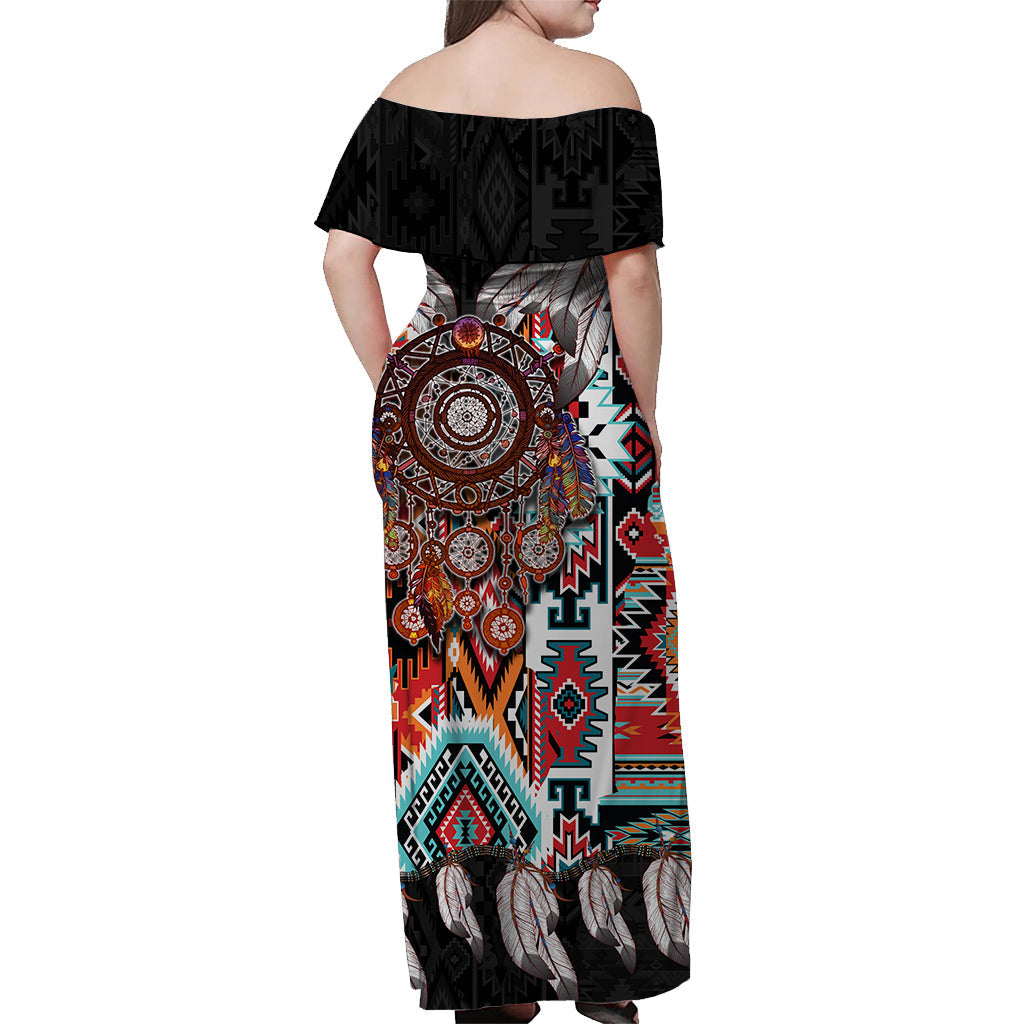native-american-off-shoulder-long-dress-dress-native-patterns-dreamcatcher