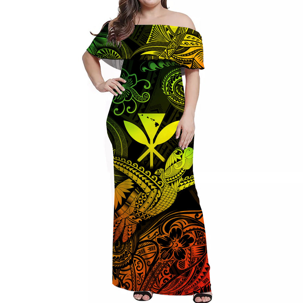 hawaii-turtle-map-polynesian-off-shoulder-long-dress-kanaka-maoli-unique-style-reggae