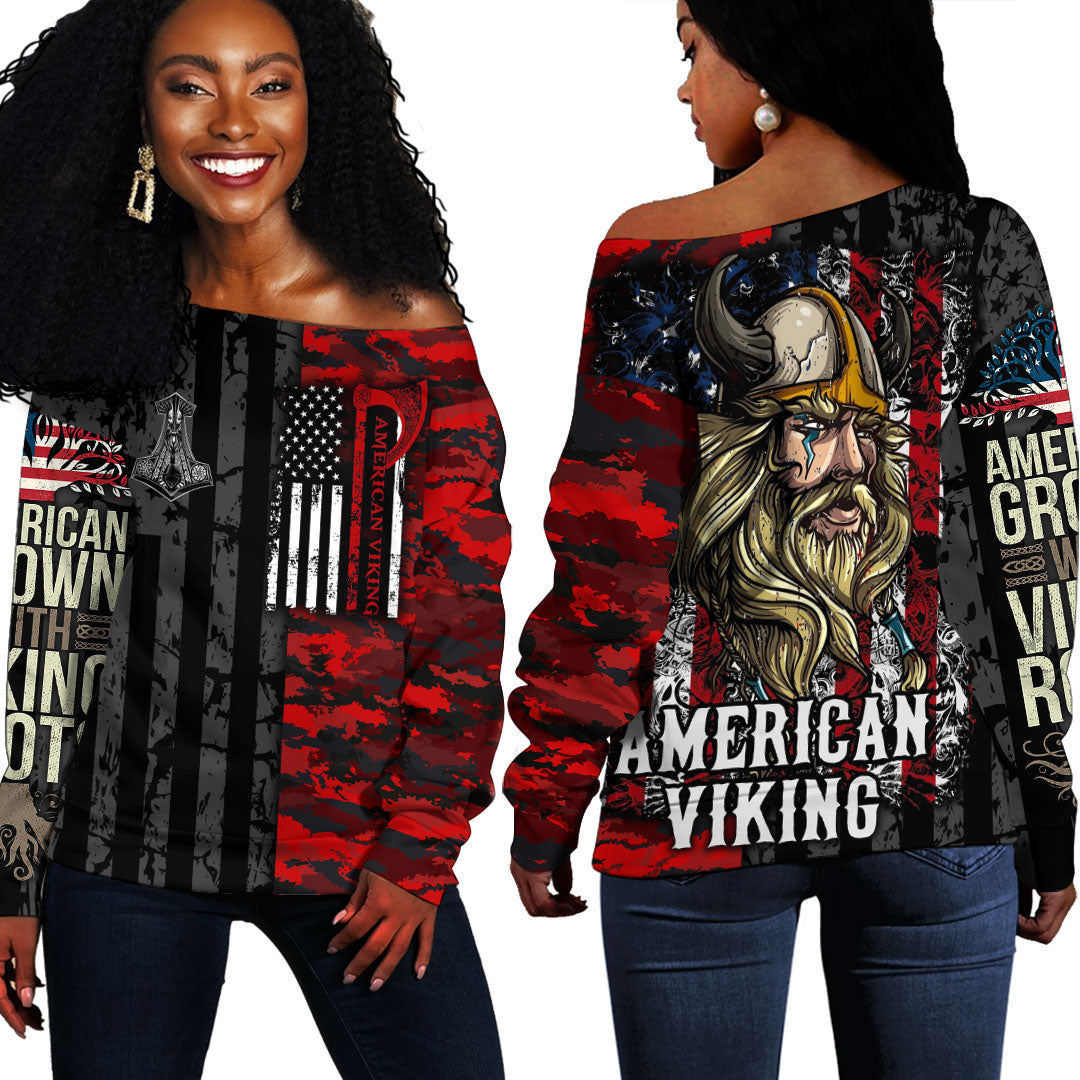 Viking Clothing American Viking Off Shoulder Sweater RLT12 - Wonder Print Shop
