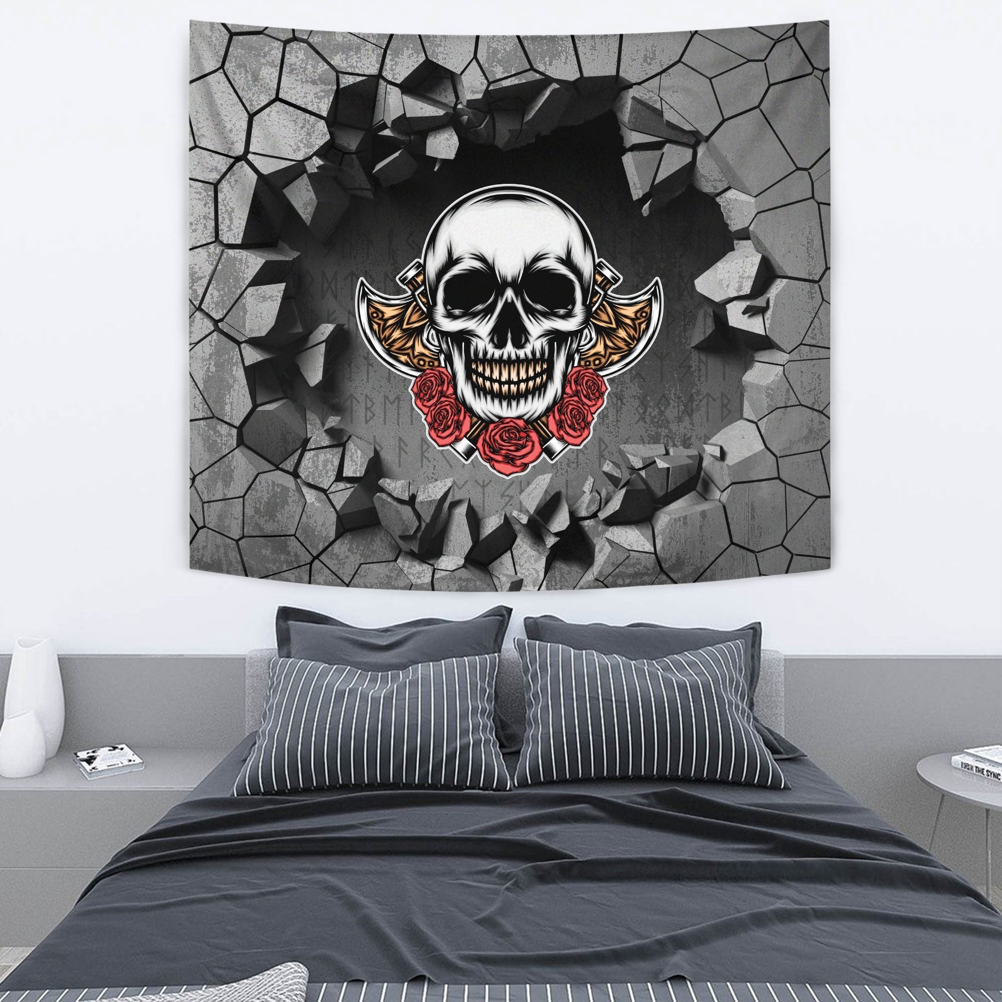 Viking Tapestry - Odin's Celtic Raven Scandinavian Tattoo 2 Tapestry RLT12 - Wonder Print Shop