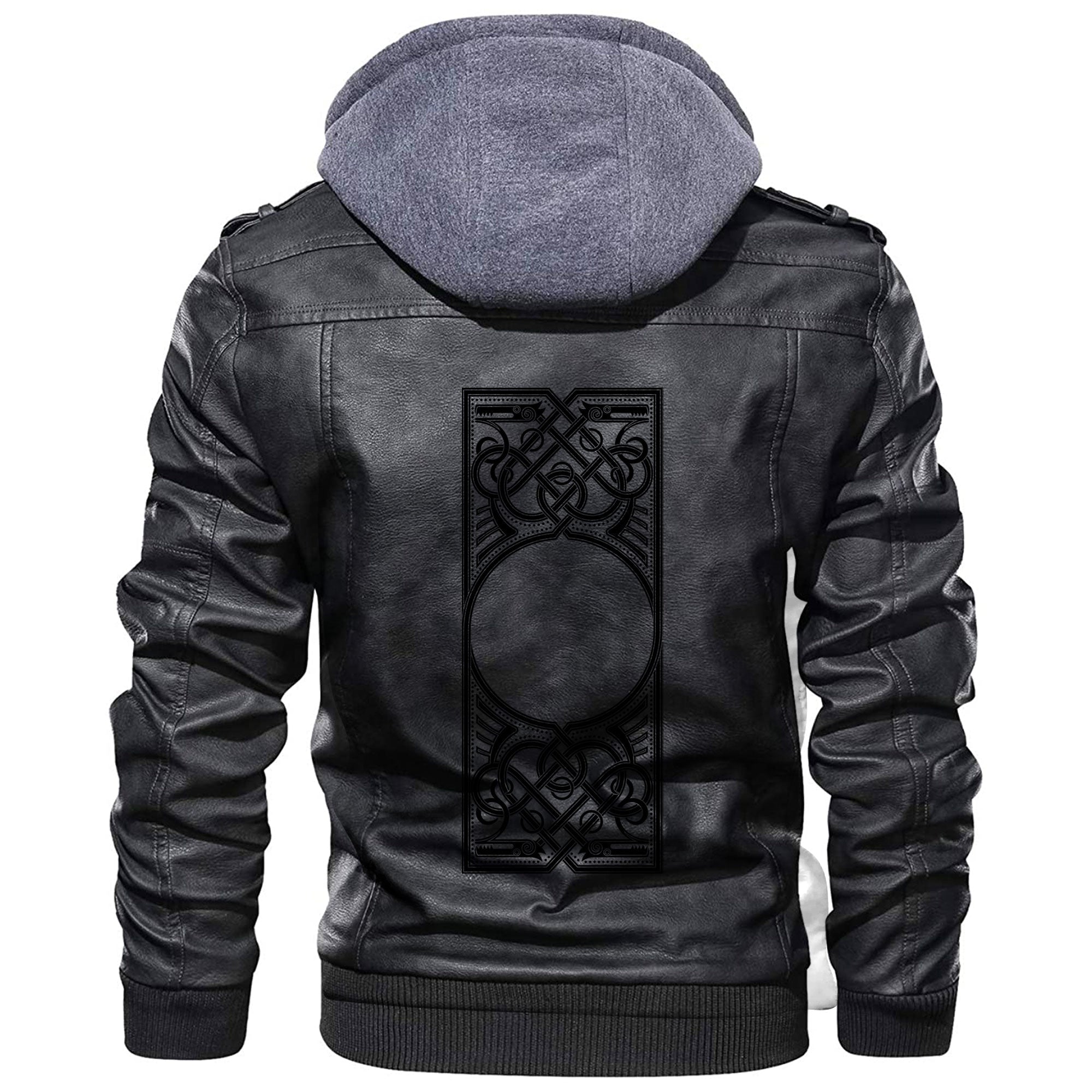 Viking Old Norse Pattern Frame Leather Jacket RLT12 - Wonder Print Shop
